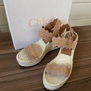 Like New - Chloé Lauren Scalloped Espadrille Wedge Sandals (EU 41)